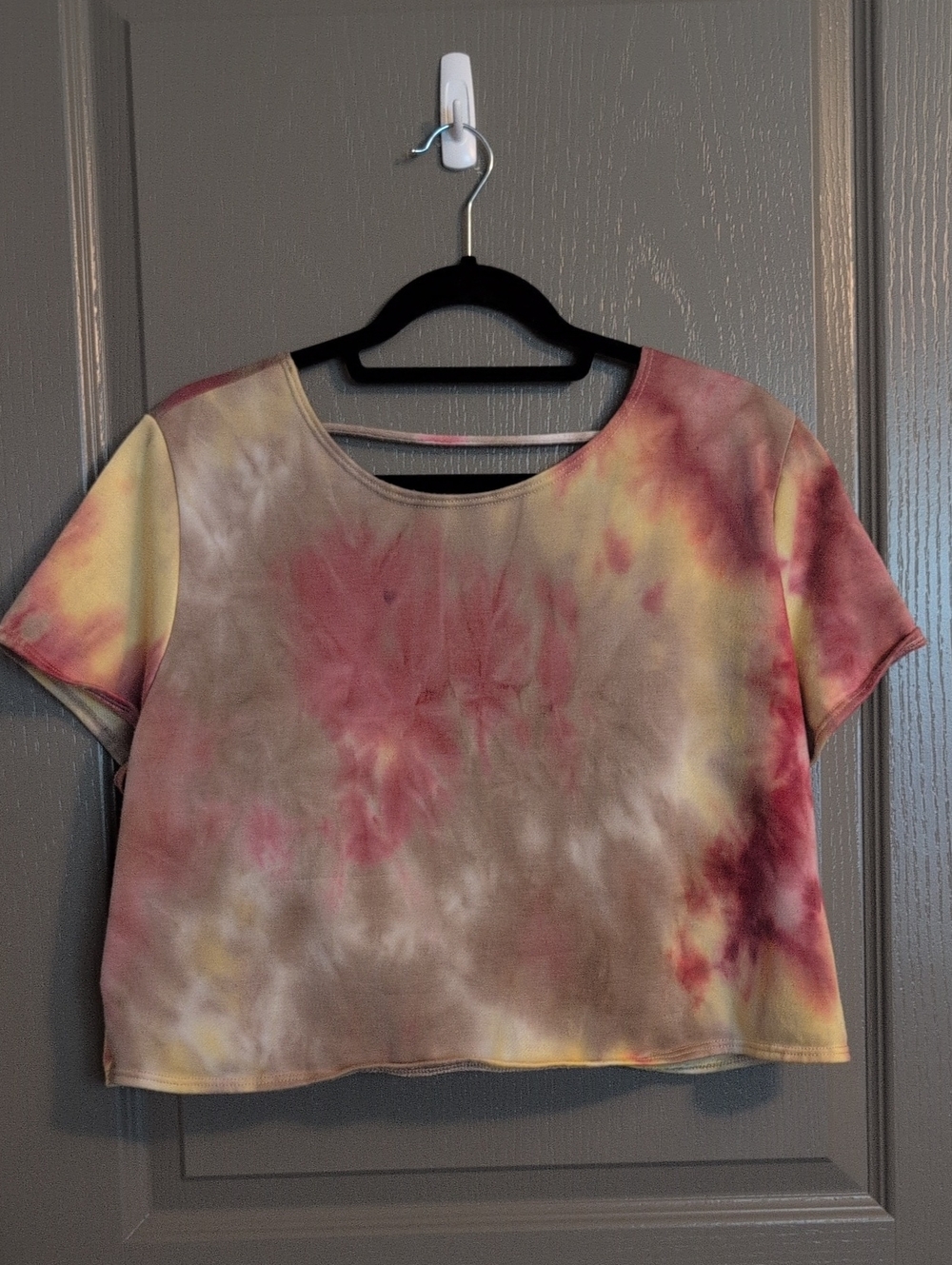 Peach Love California Tie-Dye Crop Top - Pink, Yellow & Cream